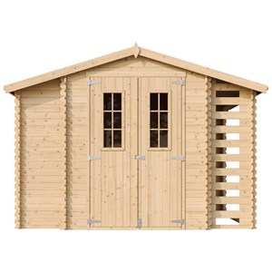 Abri de jardin en bois et range bûches extérieur - 3,53 + 0,97+0,97 m2