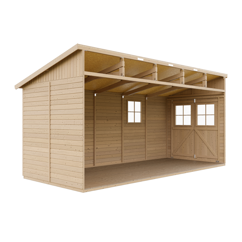 Timbela - Abri de jardin en bois sans paroi latérale plus les planchers imprégné-10m2