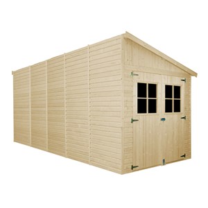 Abri de jardin en bois avec paroi latérale - 10 m2