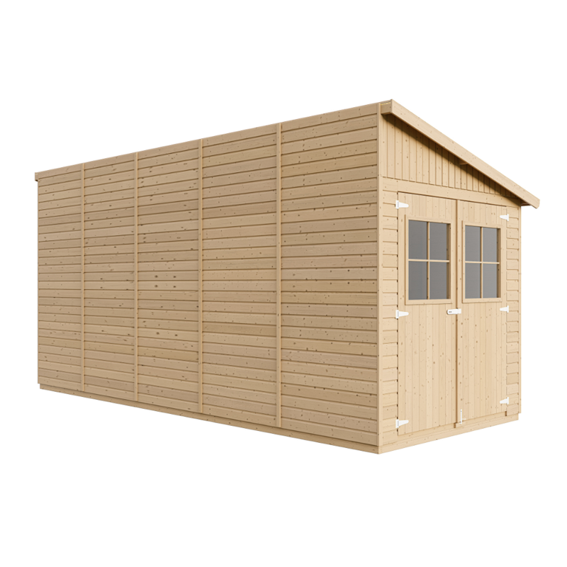 Timbela - Abri de jardin en bois avec paroi latérale - 10 m2