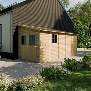 Abri de jardin en bois avec paroi latérale - 10 m2