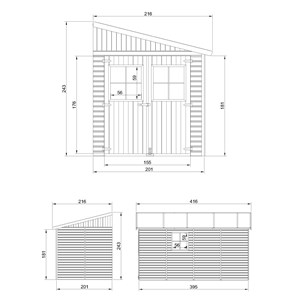 Abri de jardin en bois sans paroi latérale - 8 m2