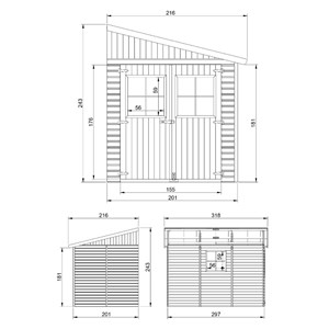 Abri de jardin en bois sans paroi latérale avec les planchers imprégné 6 m2