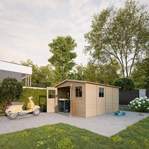 Abri de jardin en bois - h226x324x416 cm - 12 m²