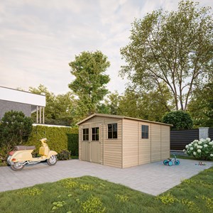 Abri de jardin en bois - h226x324x416 cm - 12 m²