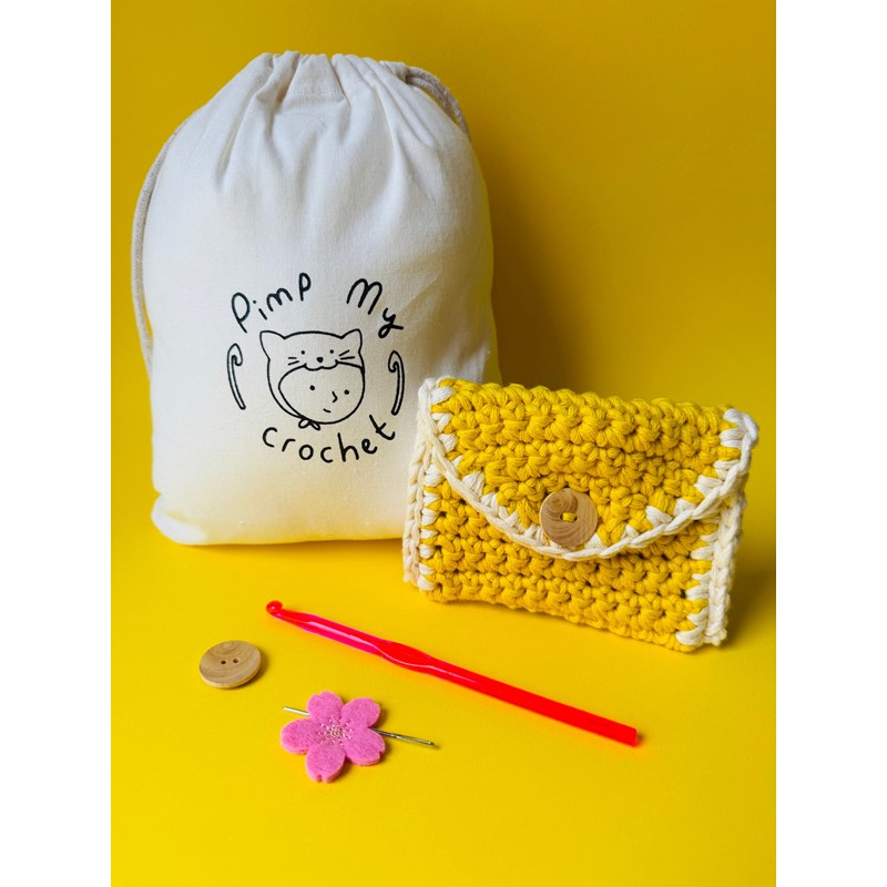 Kit de crochet spécial enfant porte-monnaie jaune