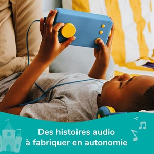 Lunii - pack voyage ma fabrique à histoires bleue et son casque audio assorti
