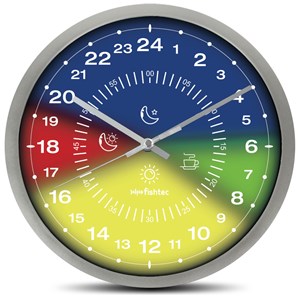 Horloge double cadran 24h ø 30 cm - éducative noir blanc