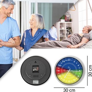 Horloge double cadran 24h ø 30 cm - éducative noir blanc