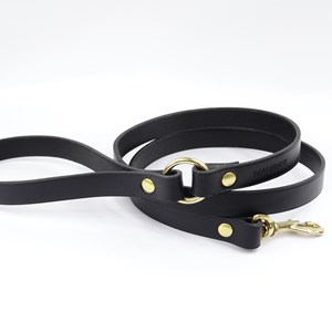 Laisse en cuir pour chien dugong dugon noir