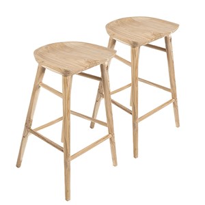 Nagoya - lot de 2 tabourets de bar en teck brut recyclé - hauteur assise 74.5cm