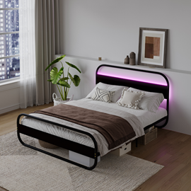 Leeds lit à led en métal 140x190cm