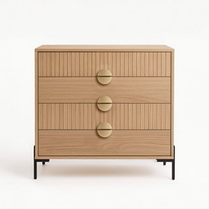 Vallo commode 4 tiroirs décor bois rainuré 84cm