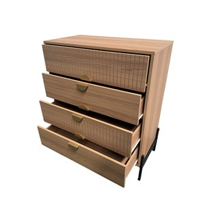 Vallo commode 4 tiroirs décor bois rainuré 84cm