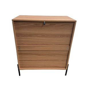 Vallo commode 4 tiroirs décor bois rainuré 84cm