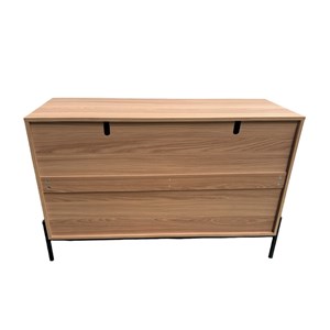 Vallo commode 6 tiroirs décor bois rainuré 124cm
