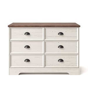 Valla commode 6 tiroirs blanc et bois 120cm