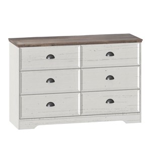 Valla commode 6 tiroirs blanc et bois 120cm