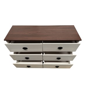 Valla commode 6 tiroirs blanc et bois 120cm