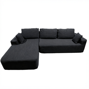 Hove canapé d'angle 3 places en velours côtelé gris anthracite