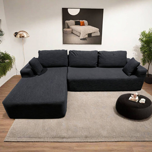 Hove canapé d'angle 3 places en velours côtelé gris anthracite