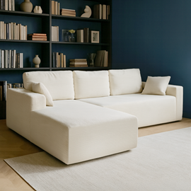 Hove canapé d'angle 3 places en velours côtelé beige