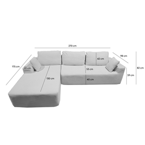 Hove canapé d'angle 3 places en velours côtelé beige