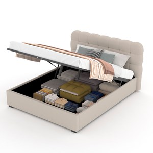 Dallas lit coffre style nuage 160x200cm en velours beige