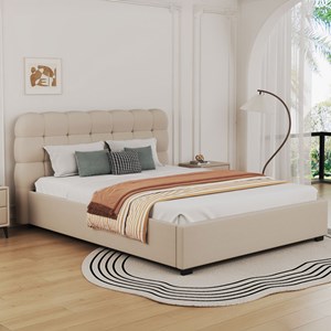 Dallas lit coffre style nuage 160x200cm en velours beige