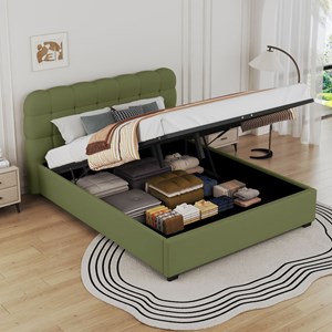 Dallas lit coffre style nuage 140x190cm en velours vert