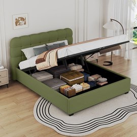 Dallas lit coffre style nuage 160x200cm en velours vert