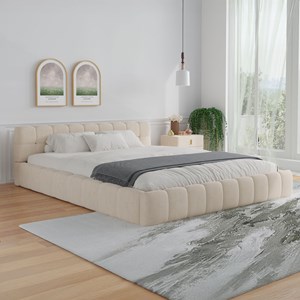 Kansas lit style nuage 140x190cm en velours beige