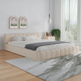 Kansas lit style nuage 160x200cm en velours beige