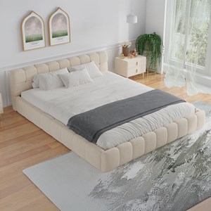 Kansas lit style nuage 160x200cm en velours beige