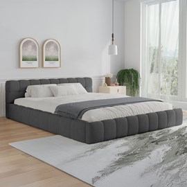Kansas lit style nuage 140x190cm en velours gris