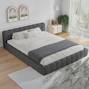 Kansas lit style nuage 140x190cm en velours gris