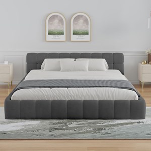 Kansas lit style nuage 160x200cm en velours gris