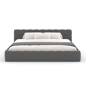 Kansas lit style nuage 160x200cm en velours gris