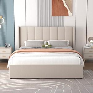 Arlington lit coffre design 140x190cm en velours beige