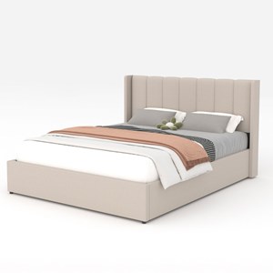 Arlington lit coffre design 140x190cm en velours beige