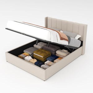 Arlington lit coffre design 160x200cm en velours beige