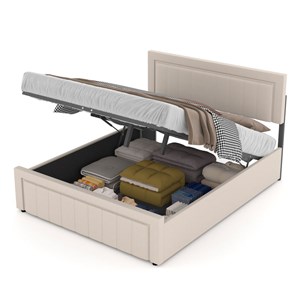 Nashville lit coffre 140x190cm en velours beige