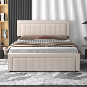 Nashville lit coffre 140x190cm en velours beige