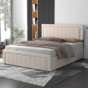 Nashville lit coffre 160x200cm en velours beige