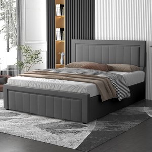 Nashville lit coffre 140x190cm en velours gris
