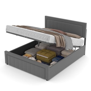 Nashville lit coffre 160x200cm en velours gris