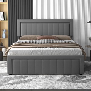 Nashville lit coffre 160x200cm en velours gris