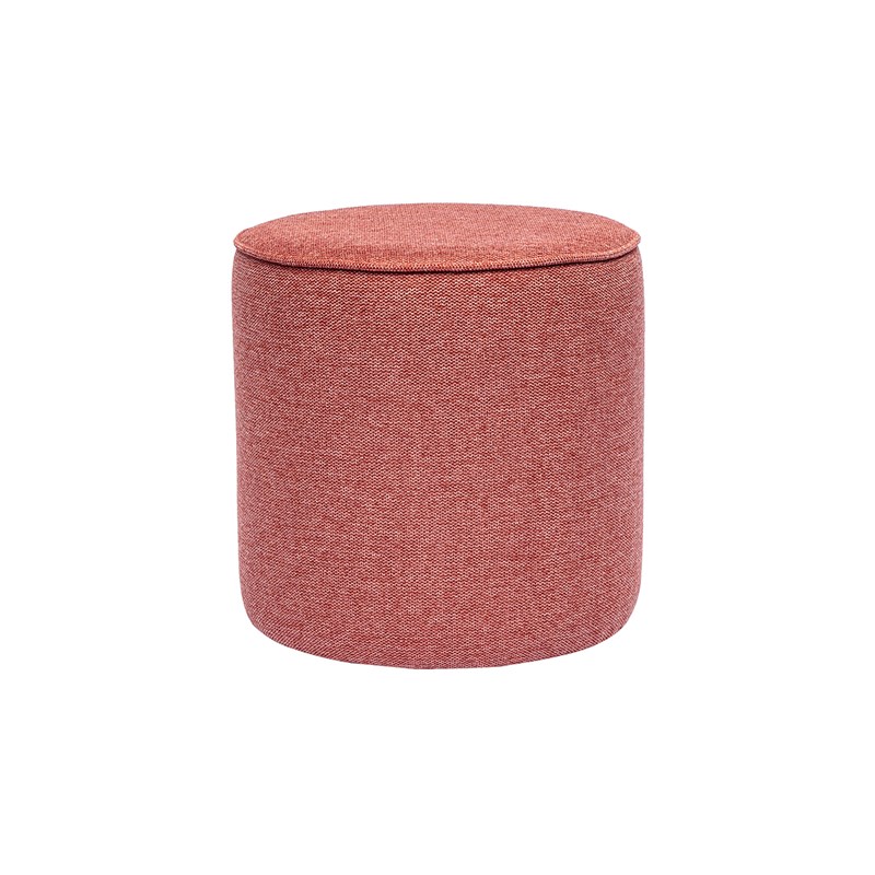 Miliboo - Pouf rond en tissu effet velours texturé terracotta d40 cm paul
