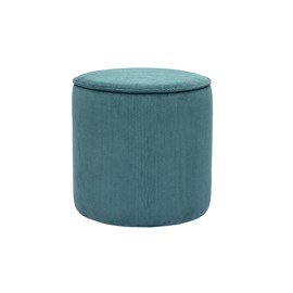 Pouf rond en tissu velours côtelé bleu canard d40 cm paul