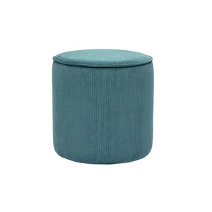 Pouf rond en tissu velours côtelé bleu canard d40 cm paul